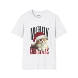 Merry Christmas Cat T-Shirt - Festive Holiday Design